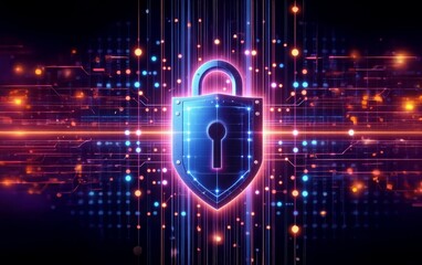 Wall Mural - digital lock cybersecurity internet, protect attacks from hacker. password privacy on online. secure