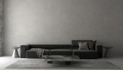 Wall Mural - Modern loft living room interior design and empty concrete pattern wall background. 3D rendering. 