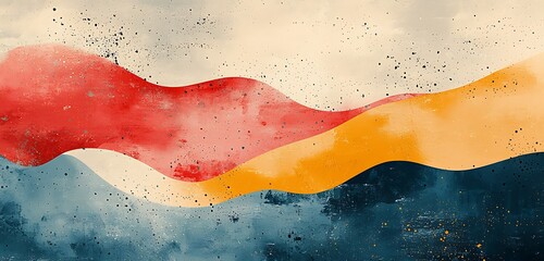 Wall Mural - immerse yourself in an abstract modern backdrop featuring retro colors in a grainy noise texture, pe