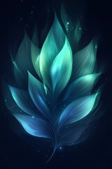 Wall Mural - merge the tranquility of nature with technology in an abstract noise blue green gradient background,