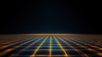 Futuristic Grid Pattern Digital Space Abstract Art Dark Background Wide Angle Visual Technology Concept