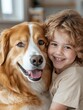 © Nuntapuk - World Down Syndrome day Friendly Therapy Dog with Child Smiling Together
