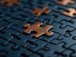 © VISUAL BACKGROUND - A close up of a piece of a jigsaw puzzle on a blue surface