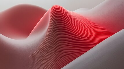 Abstract Red and White Wavy Landscape Sculpture