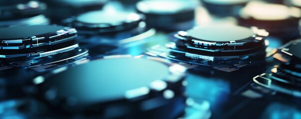 Leinwandbilder - Detailed image of quantum computing processors in action on a motherboard, ideal for depicting artificial intelligence principles