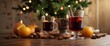 © AiGallery - Warm mulled wine, oranges, spices, Christmas tree, twinkling lights , festive, spiced wine