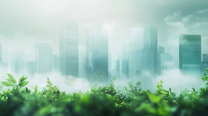 Wall Mural - Blurred cityscape background with a bokeh effect stands against blurry cityscape under bright sunlight  blurry urban landscape with skyscrapers and buildings