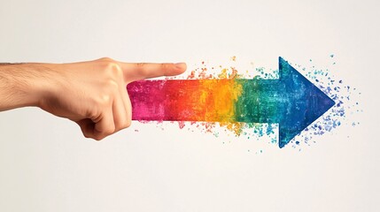Leinwandbilder - Businessman points at a vibrant exploding arrow, representing growth and achievement