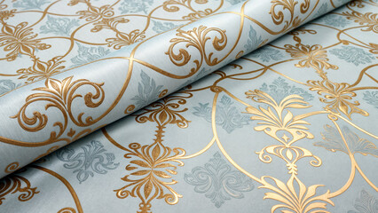 Wall Mural - on a gray, blue background, gold, pattern, embossing, ornament