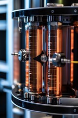 Poster - Close-up of a quantum computer processor performing complex calculations using qubits, showcasing the cutting edge of quantum computing technology