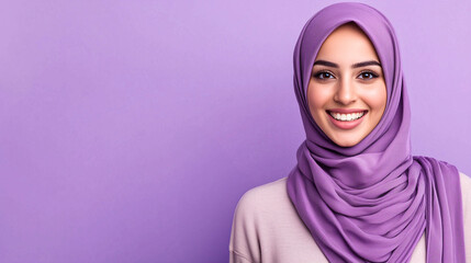 Wall Mural - Smiling Arabian woman against vacant area with excitement