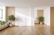 © LEKSTOCK 3D - Cozy Modern  Scandinavian interior living room with  wooden floor  and white wall .3drender