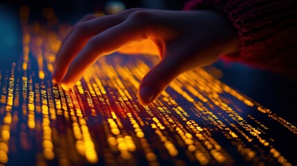 Glowing Digital Code: Hand Interacting with Illuminated Lines of Code