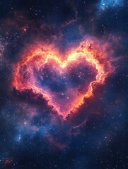 Wall Mural - cosmic heart nebula day stock photo - celestial heart, love, space, galaxy, romance. symbolizing lov