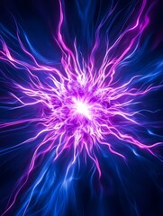 Wall Mural - plasma burst radiance - energy, light, cosmos, power, explosion. a vibrant burst of blue and magenta