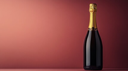 Leinwandbilder - A Luxurious Champagne Bottle against a Rich Burgundy Background: Elegance Redefined.