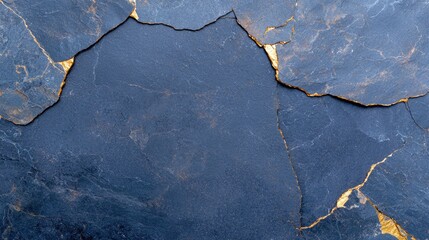 Wall Mural - Dark blue stone texture background, gold veins