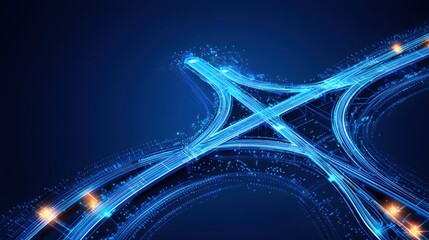 Aufkleber - Futuristic Highway Interchange Network Digital Cityscape at Night