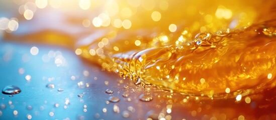 Golden liquid wave, bokeh background