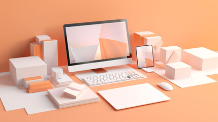 Aufkleber - A 3D render of a clean, minimalistic web design interface showing a system monitor dashboard—perfect for illustrating tech products, UI/UX concepts, or modern digital environments.

