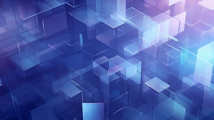 Fototapete - Futuristic Abstract Geometric Pattern with Overlapping Blue-Purple Gradient – Wallpaper Background

