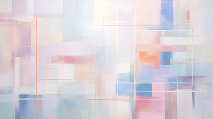 Leinwandbilder - A horizontal layout of overlapping pastel-colored rectangles on a white background. This modern abstract design suits wallpapers, banners, presentations, and visual backdrops with a soft and elegant f