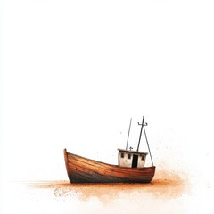 Wall Mural - Rustic wooden boat on a serene background