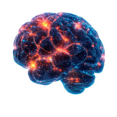 Wall Mural - Digital AI brain isolated on transparent background