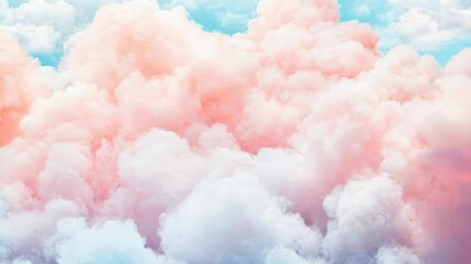Wall Mural - pastel dream cloudscape: a breathtaking view of fluffy pastel-colored clouds, painted in soft pinks,