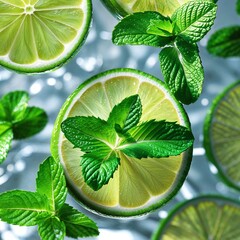 Wall Mural - fresh lime with mint