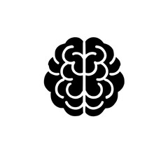 Wall Mural - Human Brain Icon: A bold, black and white illustration of a human brain, perfect for representing intelligence, knowledge, and neurological concepts.