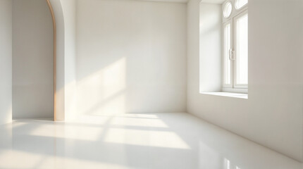 Wall Mural - a large room with a white door and a window