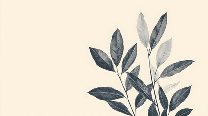 Aufkleber - Elegant Botanical Foliage Leaves Composition in Tranquil Atmosphere