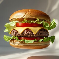 Wall Mural - hamburger on a white background