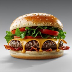 Wall Mural - hamburger on a white background