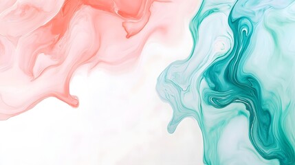 Fototapete - Mesmerizing Swirls of Pastel Pink and Turquoise Digital Marble Texture Abstract Background