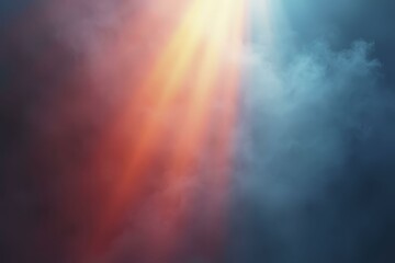 Wall Mural - Dramatic Light Beams Piercing Smoke with Color Transitions In Digital Art