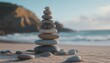 © Salander Studio - stacked stones on a sandy beach