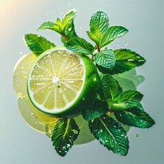 Wall Mural - lemon and mint