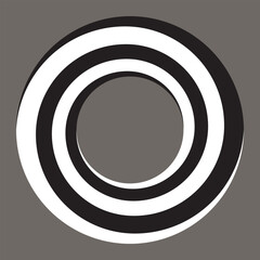 Fototapete - Rotating art lines in circle shape as symbol, logo or icon. Black shape on a white background and the same white shape on the black side.