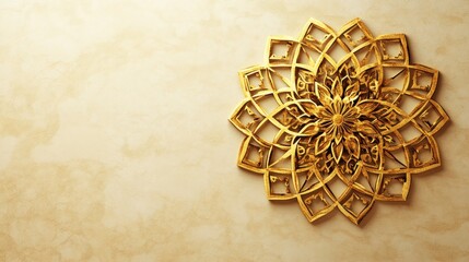 Wall Mural - Golden Mandala Design on Beige Background