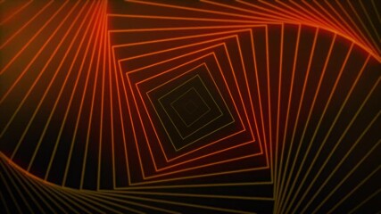 Wall Mural - Neon radio wave flowing lines square shapes 3D animation on gradient dark background motion graphics dynamic abstract vibrant colour orange brown