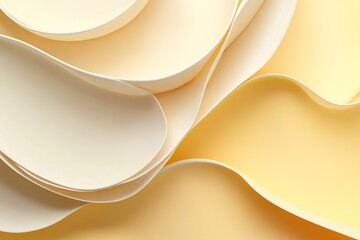 Wall Mural - Large abstract shapes in different shades of yellow overlap, creating a modern aesthetic. The subtle shadows add depth, providing open spaces ideal for incorporating text or graphics