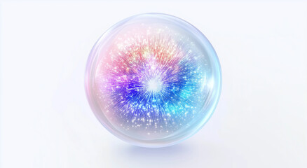 Wall Mural - abstract transparent glass sphere, glowing bubbles, artificial intelligence, science molecular ball,