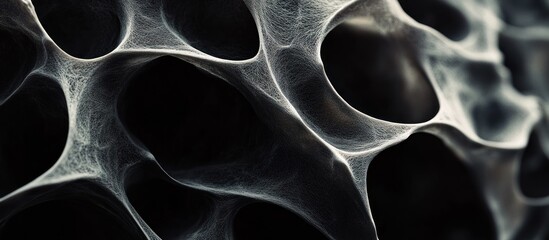Abstract porous structure, dark background, close-up, science/design texture