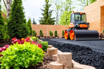 Landscaping Project Modern Garden Path Construction Roller Machine