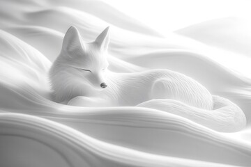 Wall Mural - a pristine snowdrift sculpted by wind, creating ethereal curves and shadows against a pure white background, crystalline texture with delicate highlights
