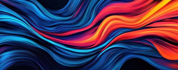 Wall Mural - high-speed energy flow represented by glowing blue and orange streaks, abstract futuristic theme on 