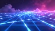 © Ibnu - Glowing Grid Lines Across a Purple Night Sky