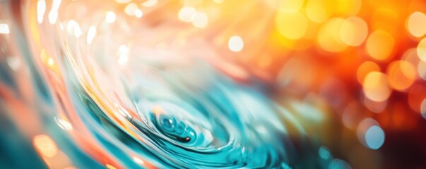Teal water swirl, bokeh background, close-up, liquid texture